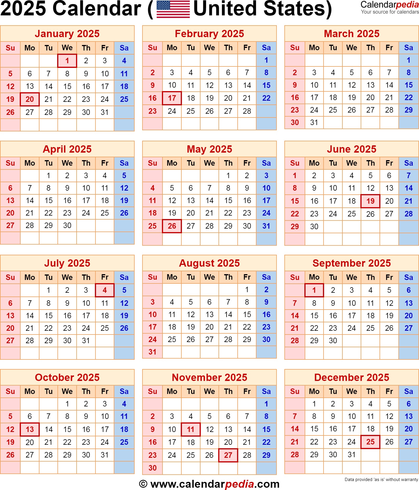 2025 Calendar With Federal Holidays pertaining to Free Printable 2025 Calendar With Federal Holidays