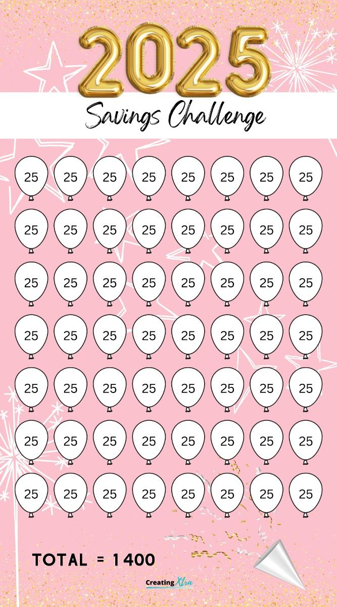 2025 Savings Challenge regarding Free Printable Savings Challenge 2025 Printable