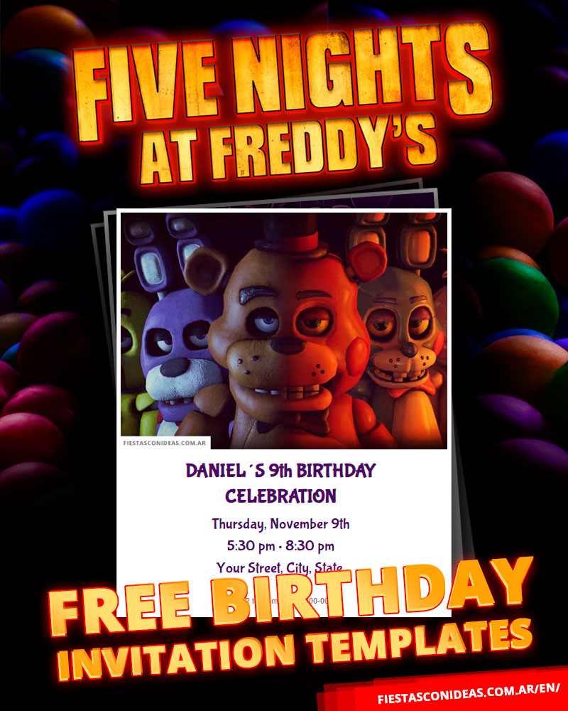 22 Free Five Nights At Freddys (Fnaf) Invitation Templates For within Free Printable Fnaf Birthday Invitations
