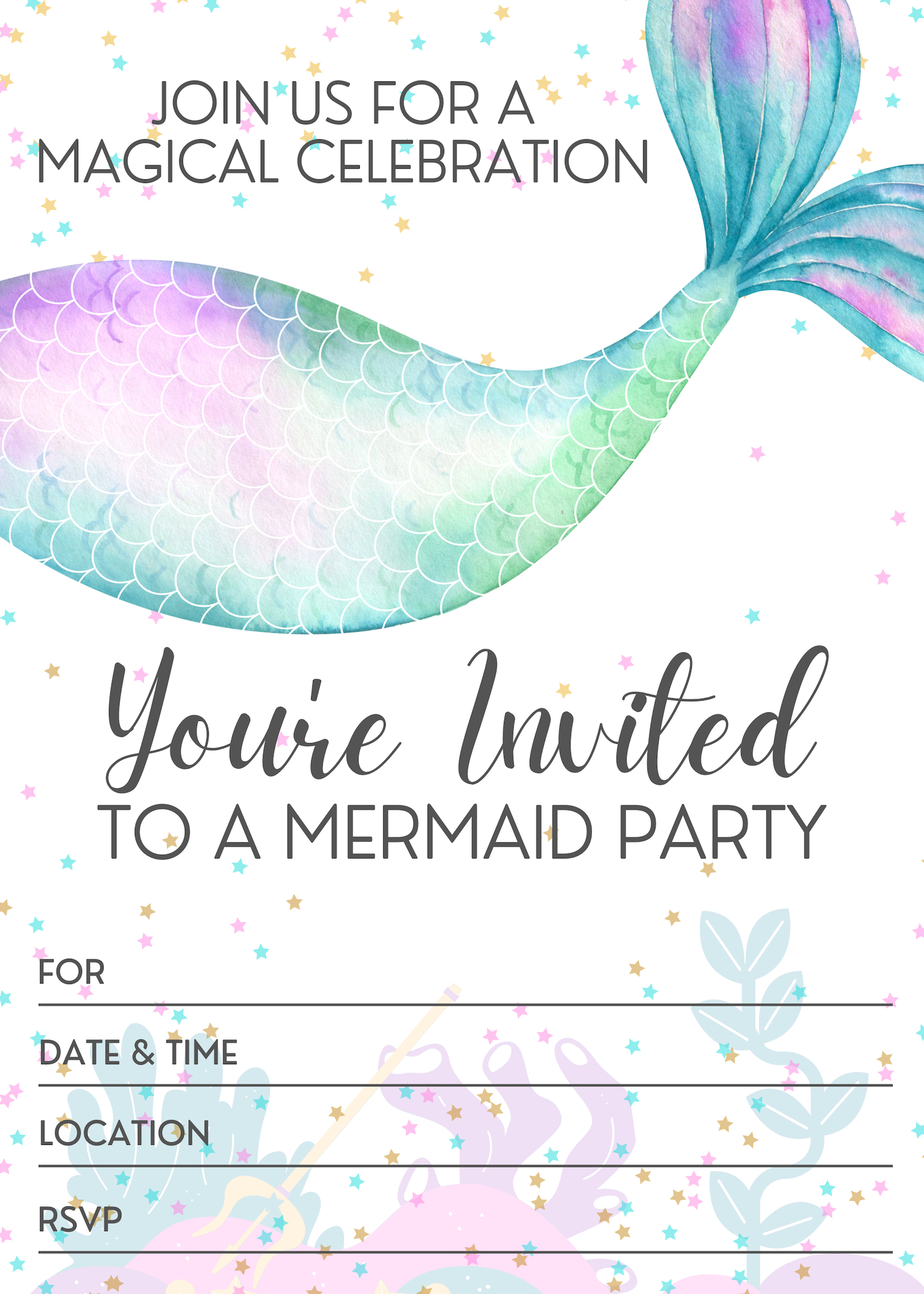 22 Fun Mermaid-Themed Party Ideas - Invitations, Decorations regarding Free Printable Mermaid Party