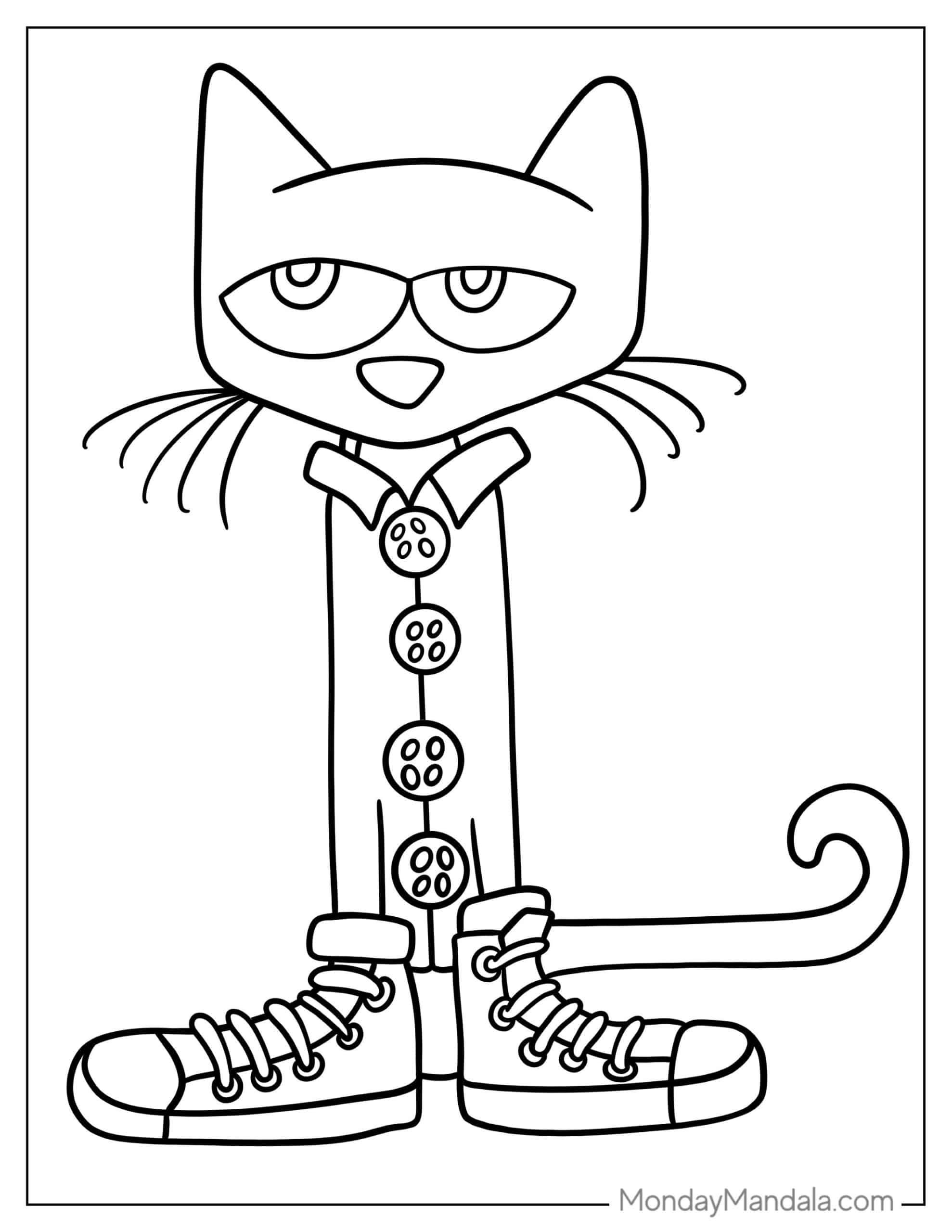 22 Pete The Cat Coloring Pages (Free Pdf Printables) with regard to Pete The Cat And His Four Groovy Buttons Free Printables