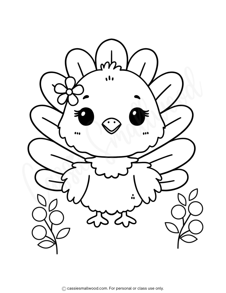 24 Cute Turkey Coloring Pages - Cassie Smallwood regarding Picture of Turkey to Color Printable