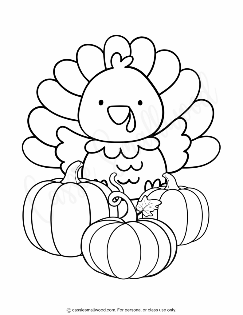 24 Cute Turkey Coloring Pages - Cassie Smallwood within Thanksgiving Coloring Pages Free Printable