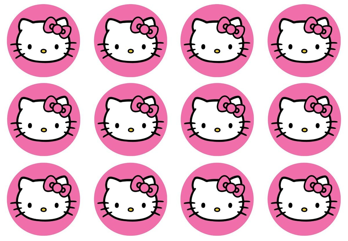 24X Edible Hello Kitty Cupcake Cookie Toppers Wafer Paper Sheet for Printable Hello Kitty Cupcake Toppers