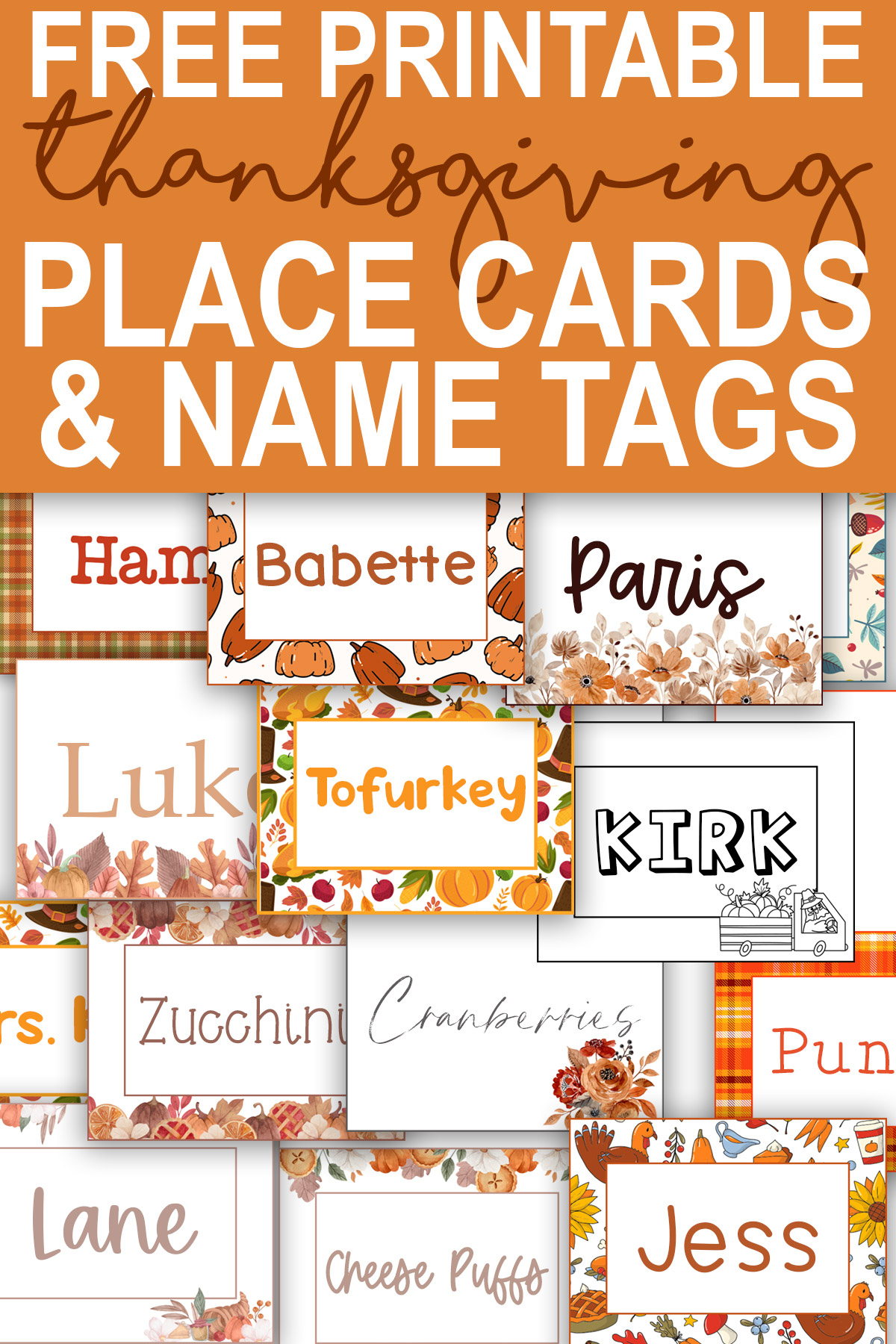 25 Free Thanksgiving Printable Place Cards And Name Tags intended for Free Printable Thanksgiving Menu Cards