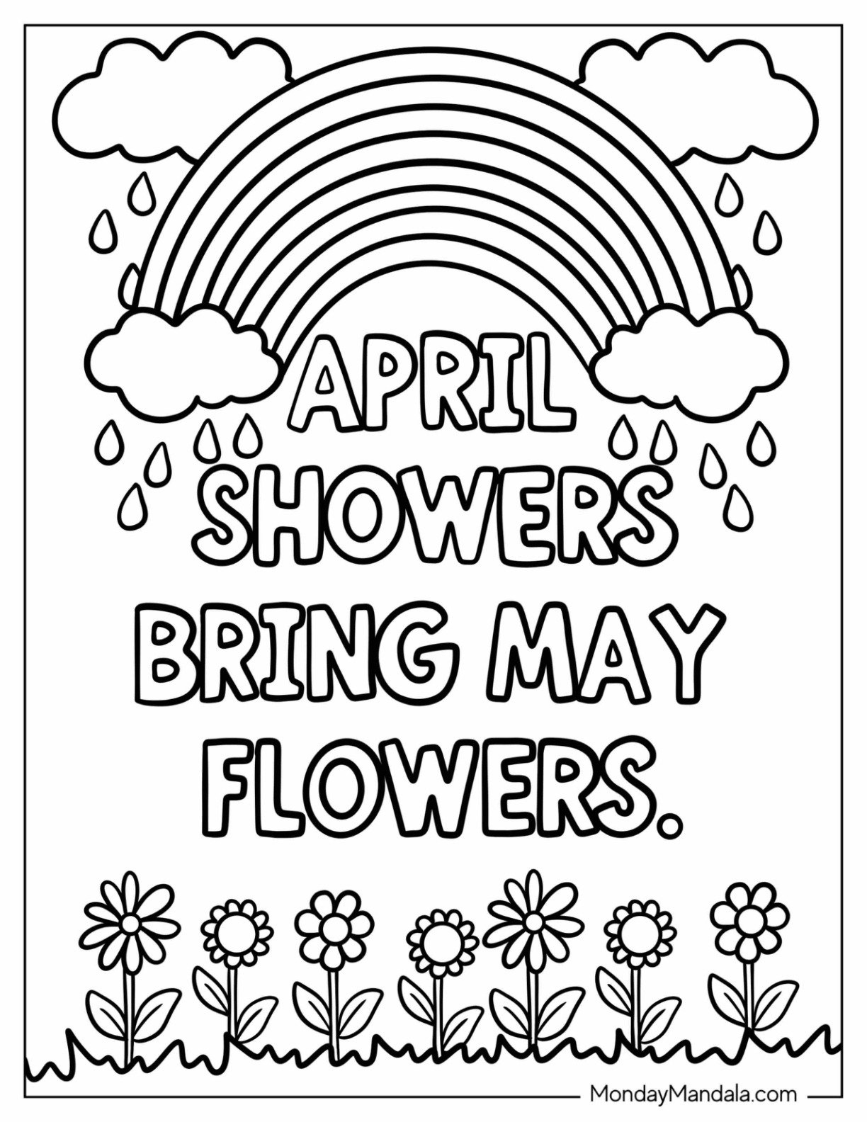 26 April Coloring Pages (Free Pdf Printables) inside April Showers Bring May Flowers Printables