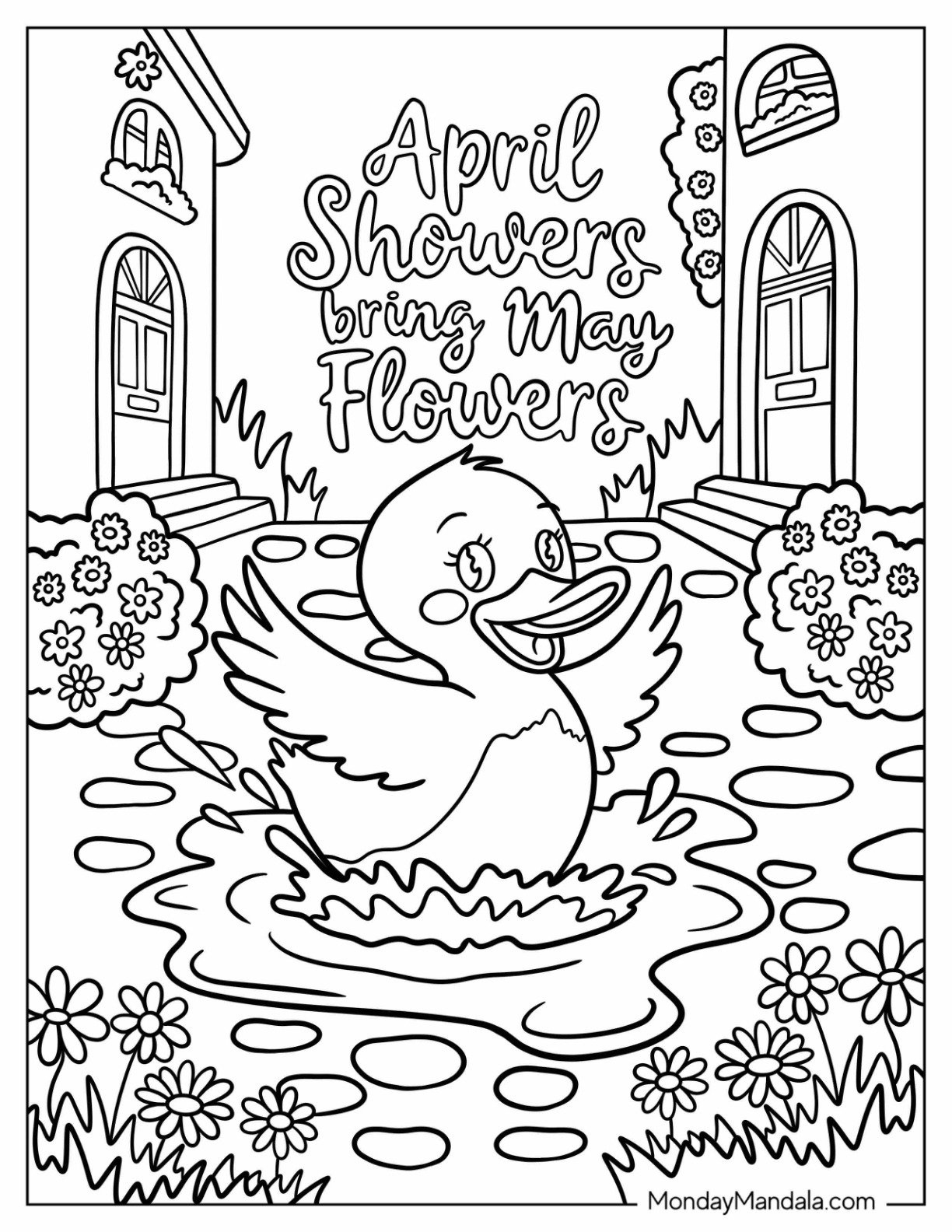 26 April Coloring Pages (Free Pdf Printables) intended for April Showers Bring May Flowers Printables