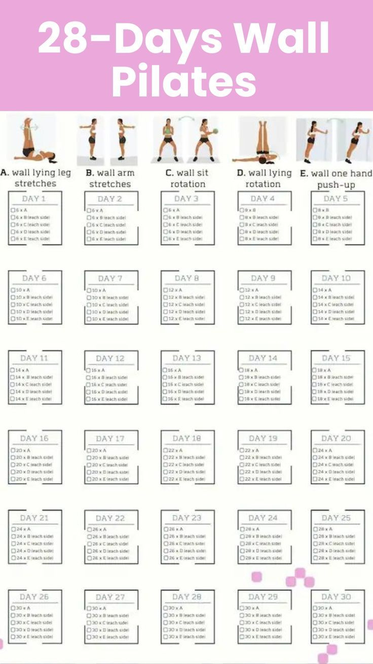 28-Day Wall Pilates Challenge intended for 28 Day Wall Pilates Challenge Free Printable