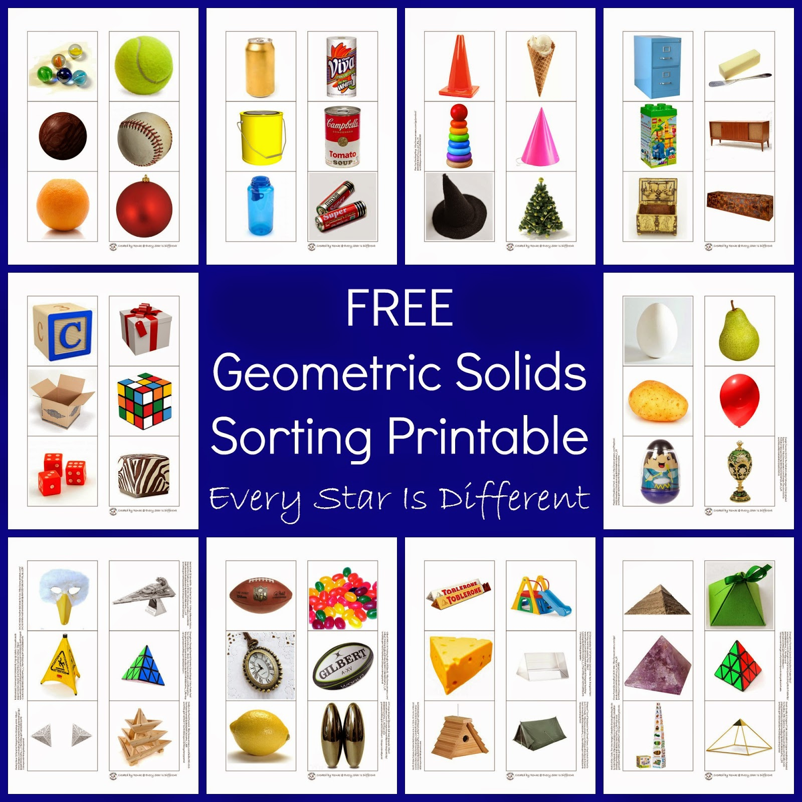 3 Dimensional Shapes Activities &amp;amp; Printables - Every Star Is Different for Geometric Solids Montessori Free Printables