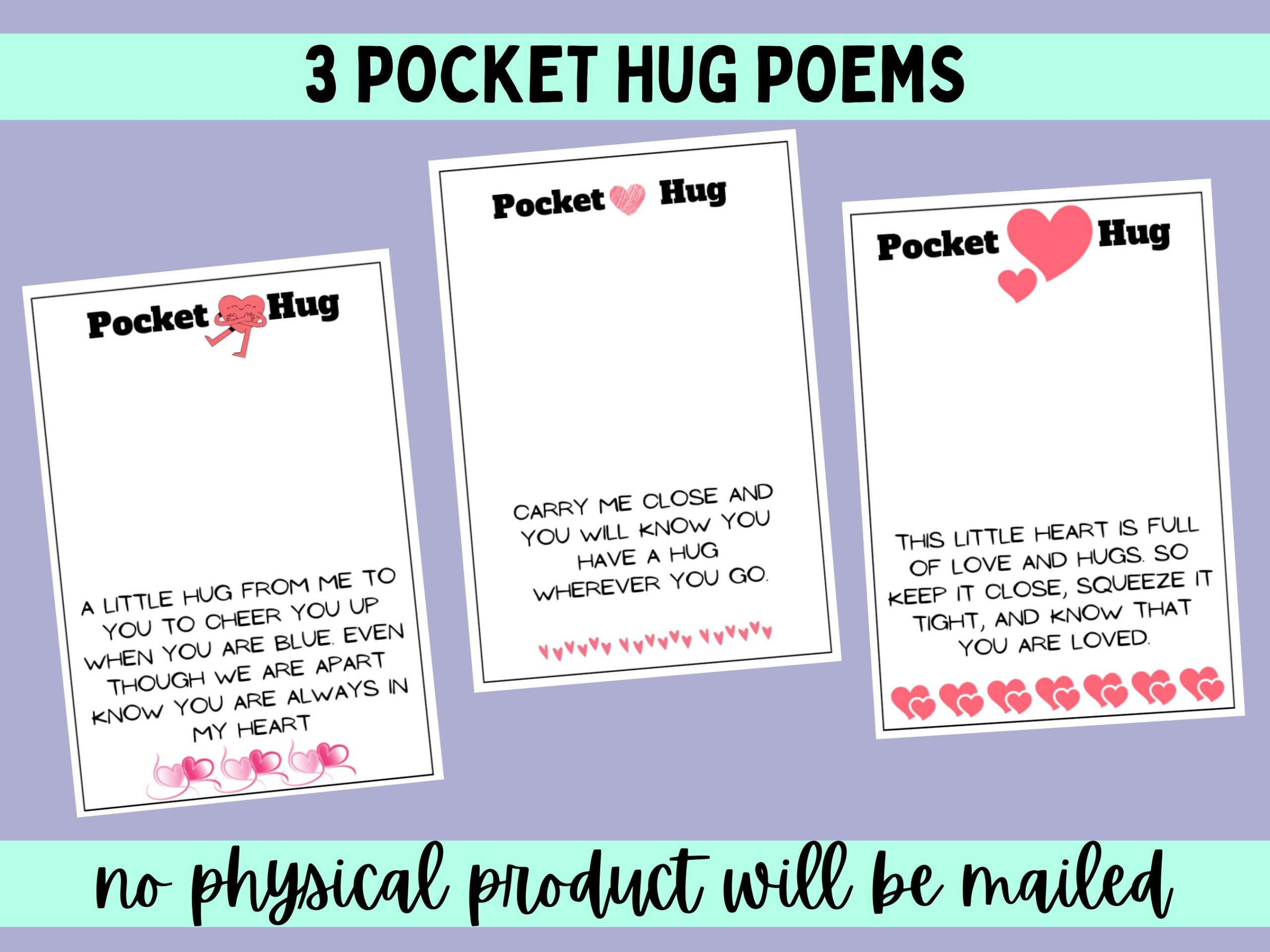 3 Pocket Hug Poems Printable Pdf File Instant Download with Pocket Hug Poem Printable Free