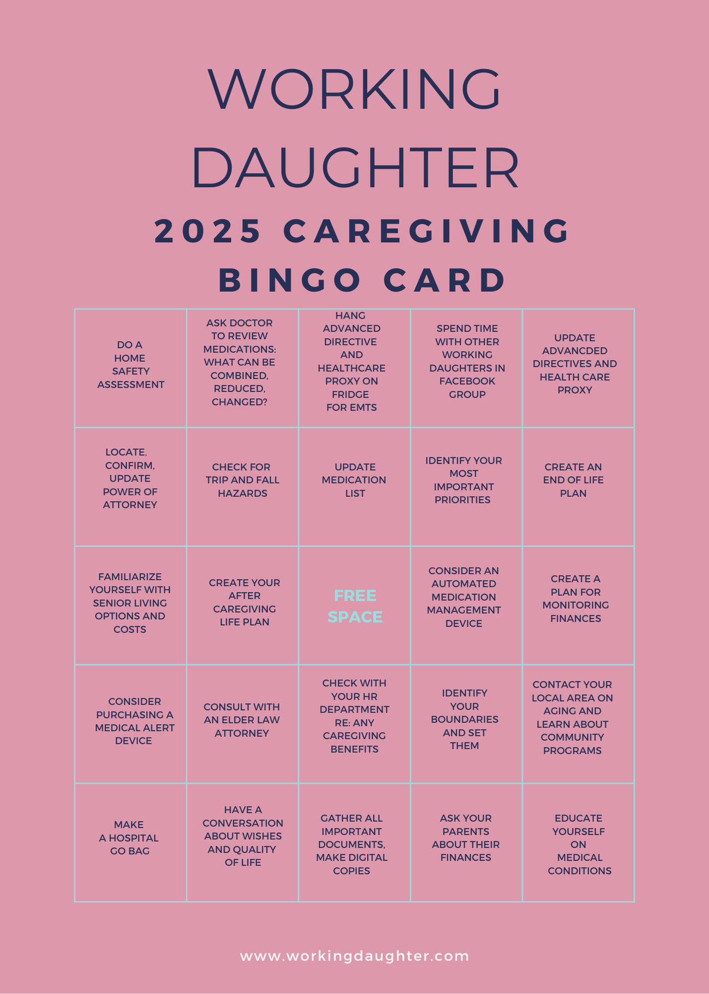 3 Printable Vision Board Bingo Cards For Working Daughters - inside Vision Board Bingo Card
