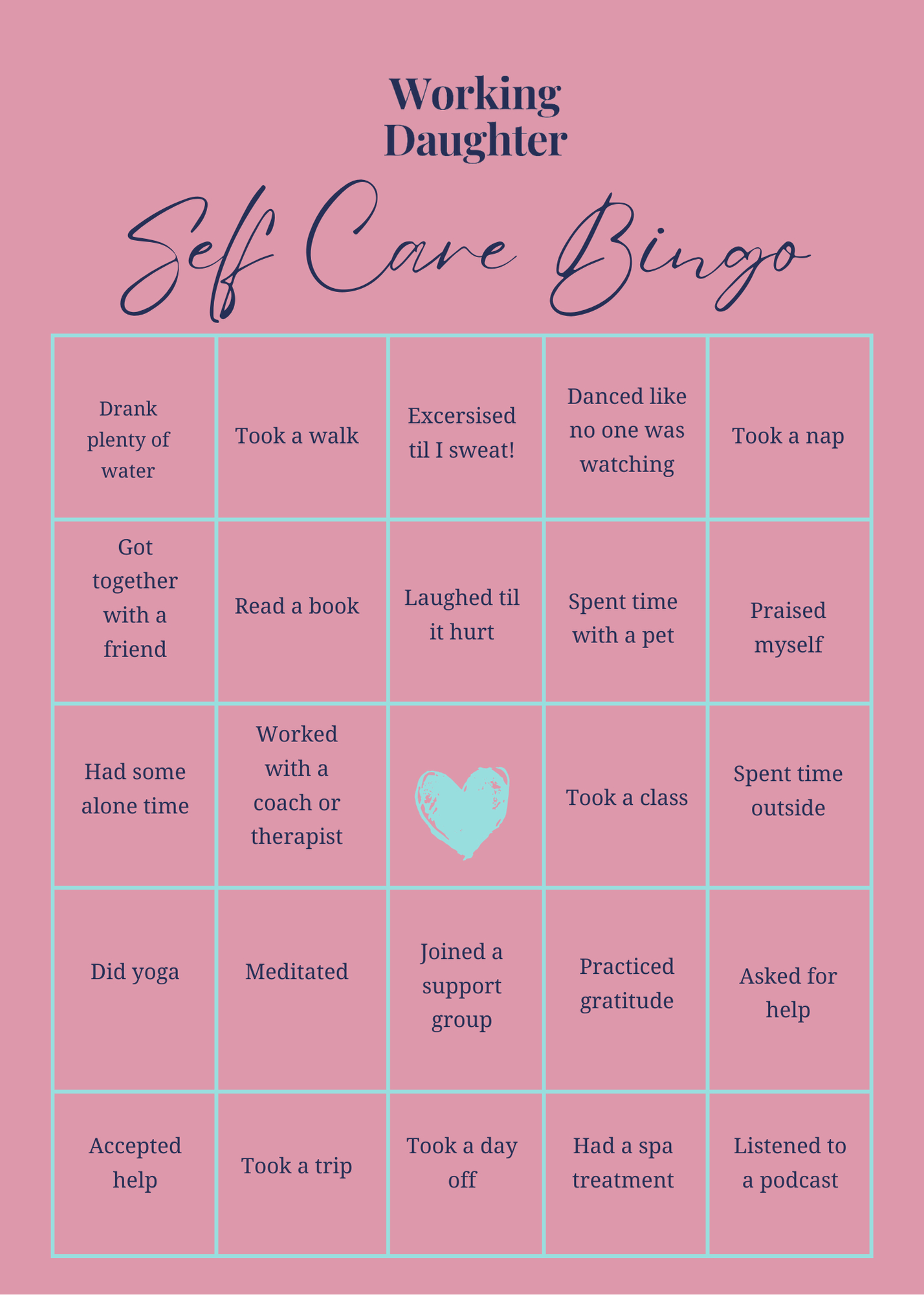 3 Printable Vision Board Bingo Cards For Working Daughters - regarding Vision Board Bingo Card