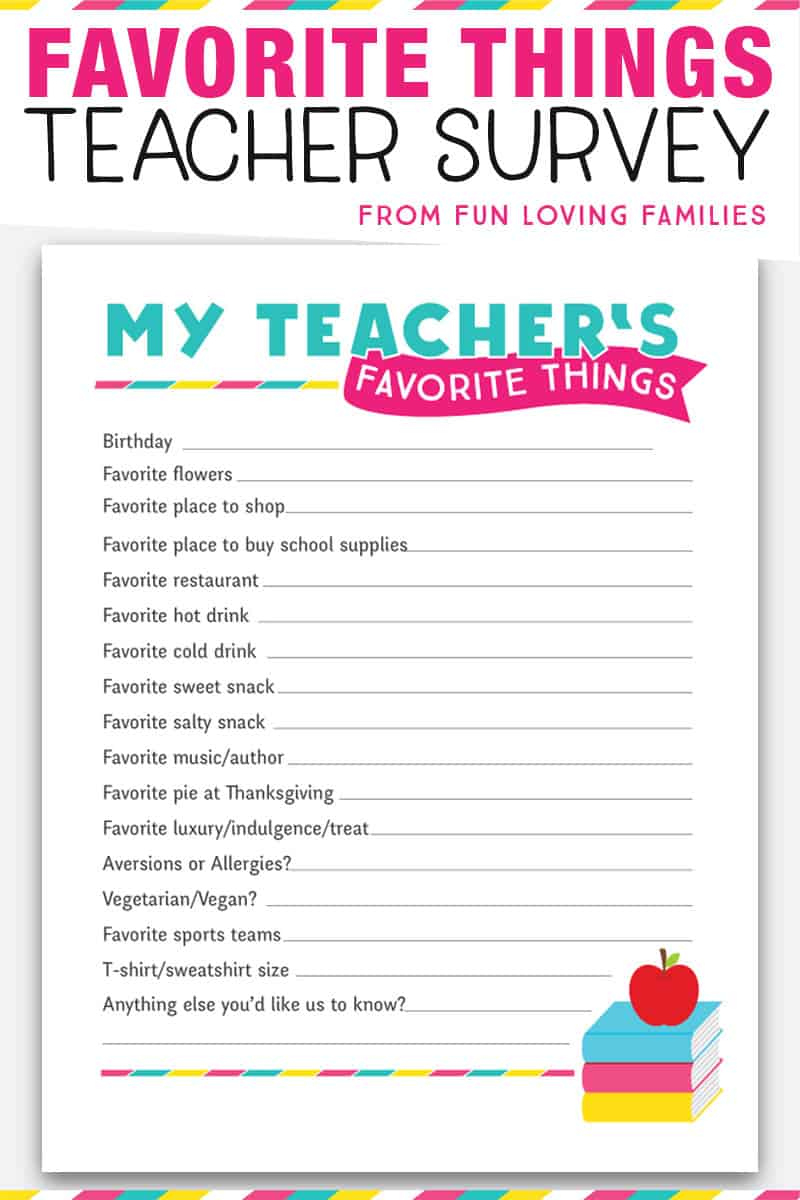 3 Teacher Favorite Things Printable Questionnaires For Teacher intended for Free Printable Teacher Questionnaire