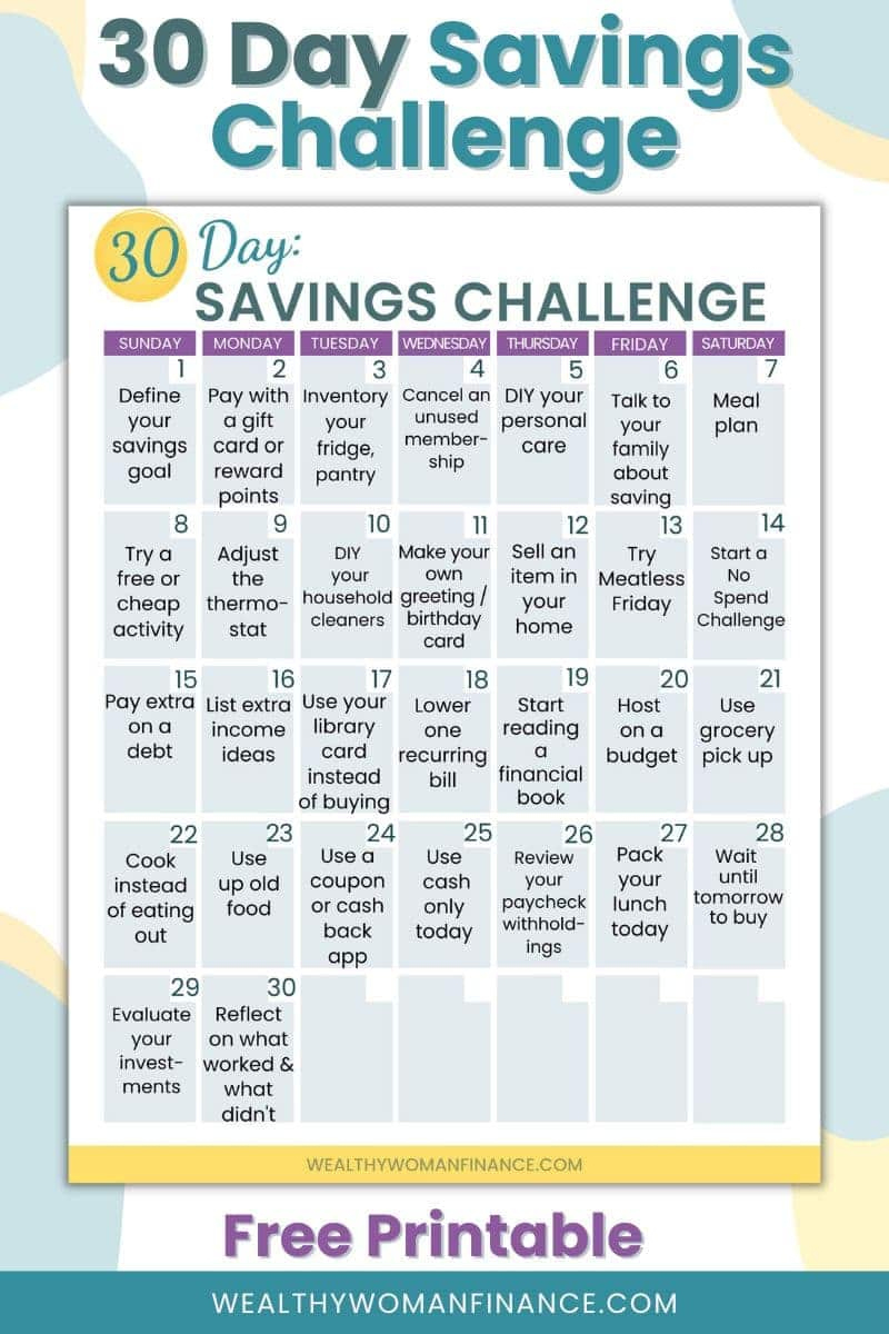 30 Day Savings Challenge Free Printable (Save Big In 2025!) with Free Printable Savings Challenge 2025 Printable