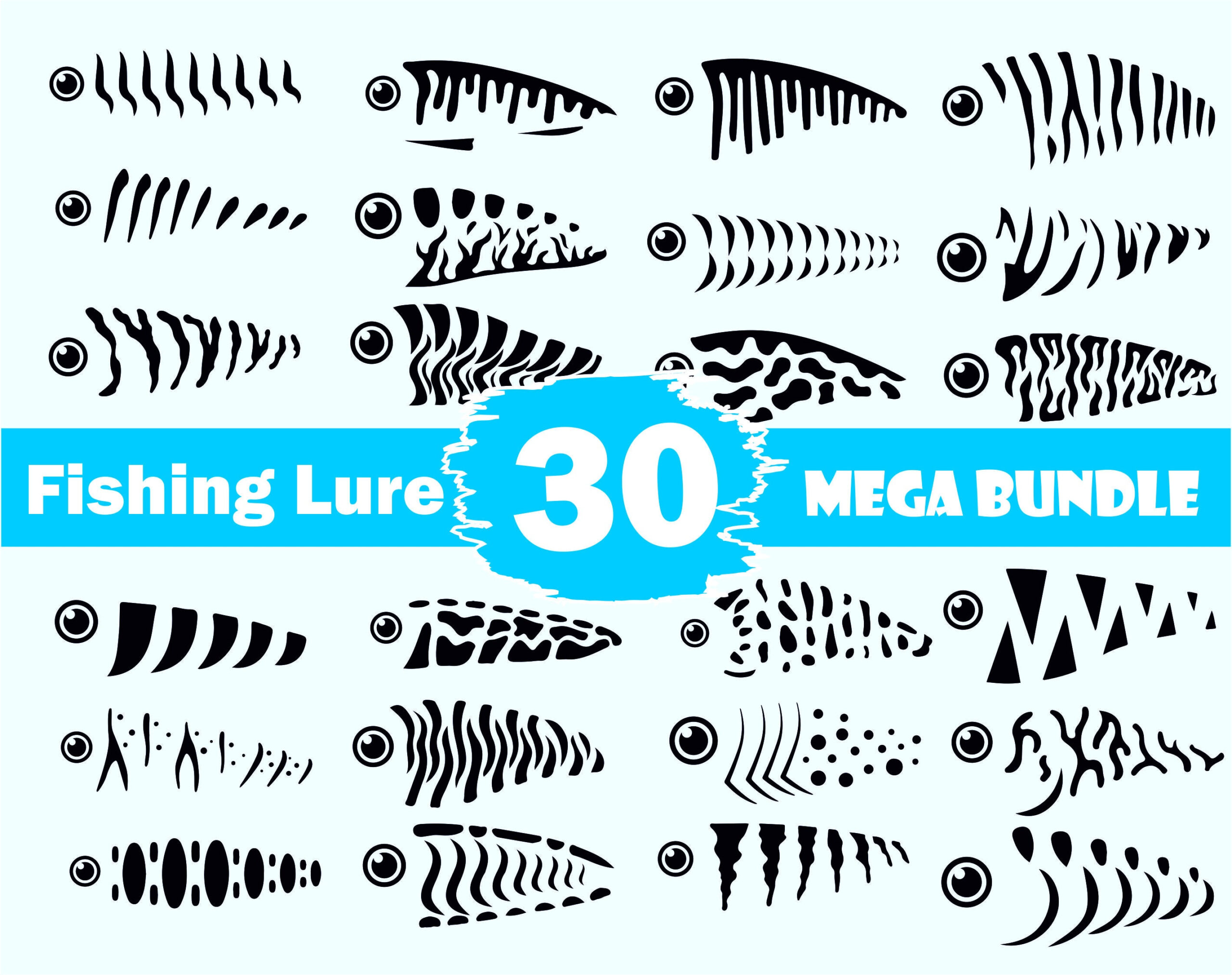 30 Fishing Lure Bundle,Fishing Lure Svg, Fishing Lure Pattern Svg for Free Printable Fishing Lure Stencils
