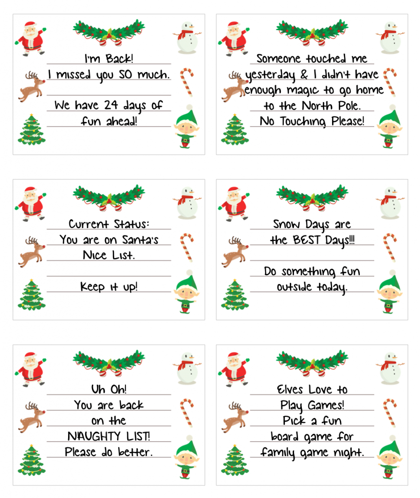 30 Free Elf On The Shelf Printable Notes for Elf On The Shelf Printable Notes Free