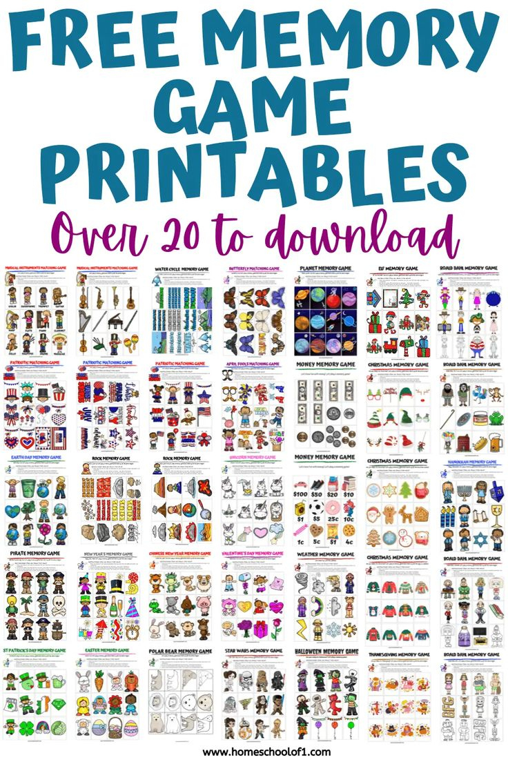 32 Free Printable Memory Games For Kids intended for Matching Games Printable Free