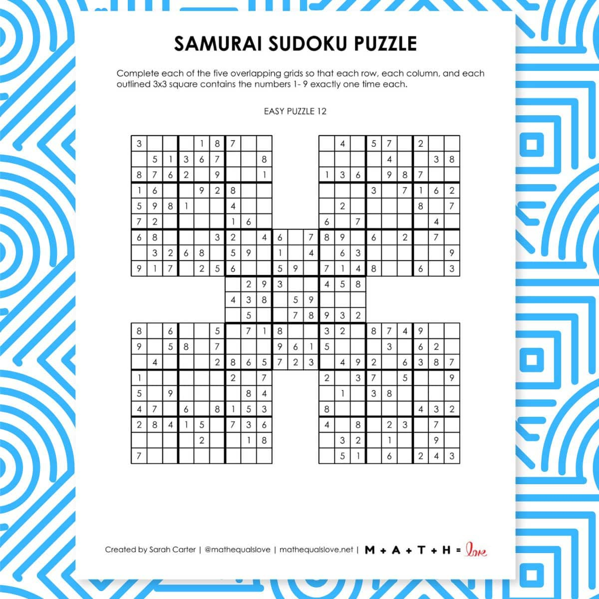 36 Free Samurai Sudoku Printable Puzzles (Pdf) for Free Printable Samurai Sudoku Puzzles