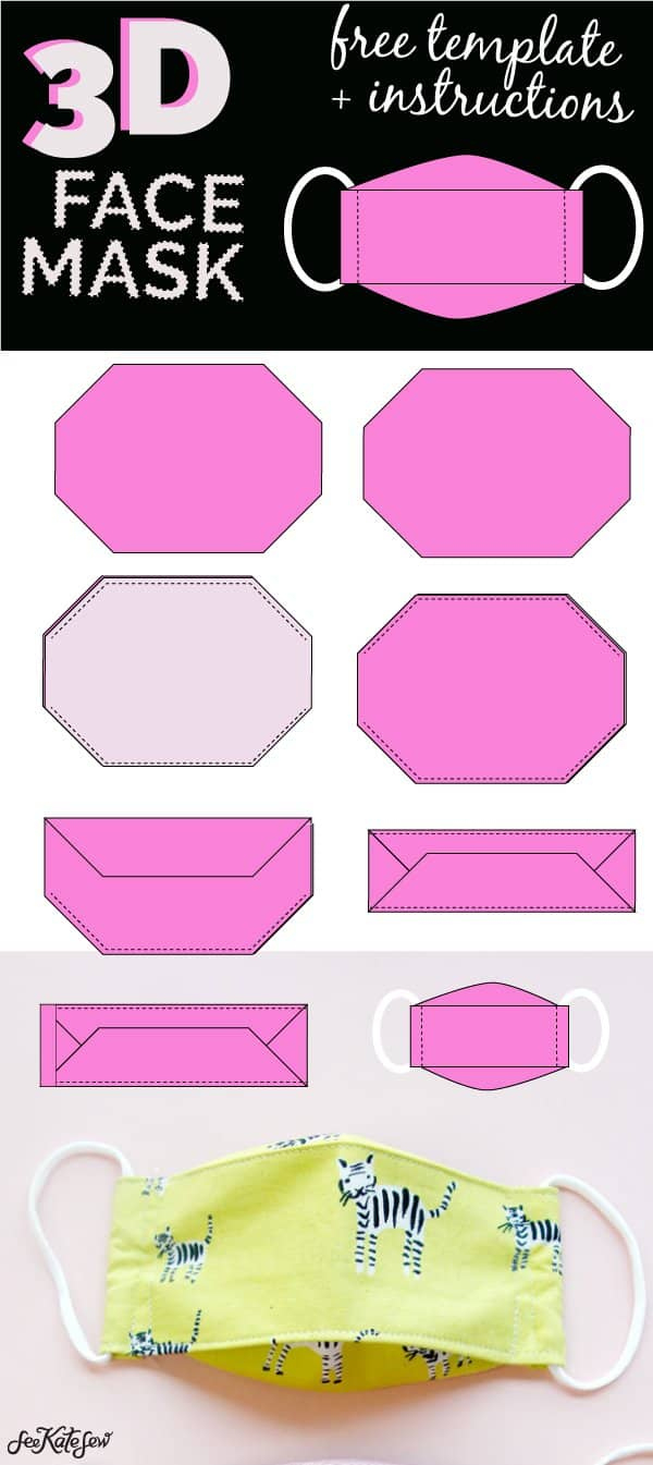 3D Mask Template - The Most Comfortable Face Mask - See Kate Sew intended for Free Printable 3d Face Mask Pattern
