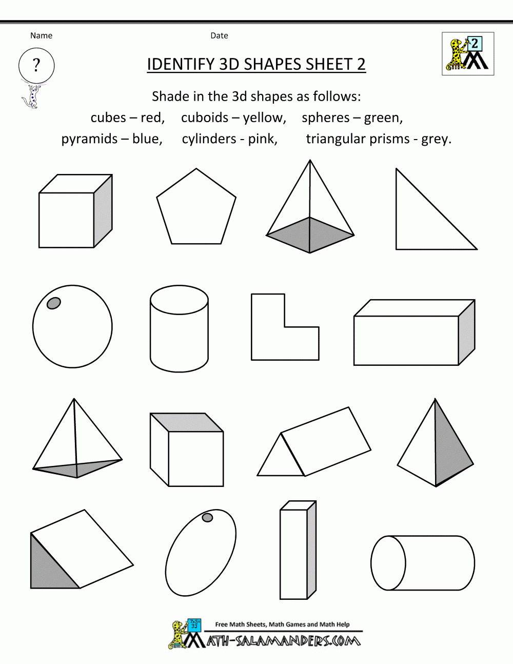 3D Shapes Worksheets with Free Printable Assessment For Shapes