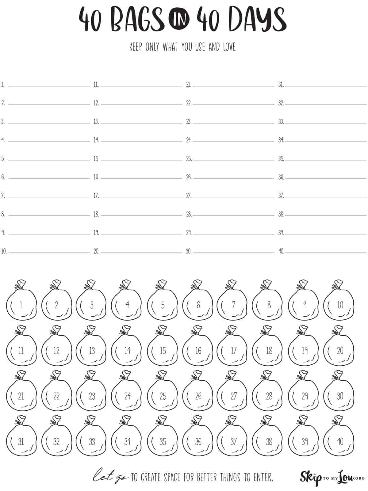 40 Bags In 40 Days | Skip To My Lou regarding 40 Bags in 40 Days Printable