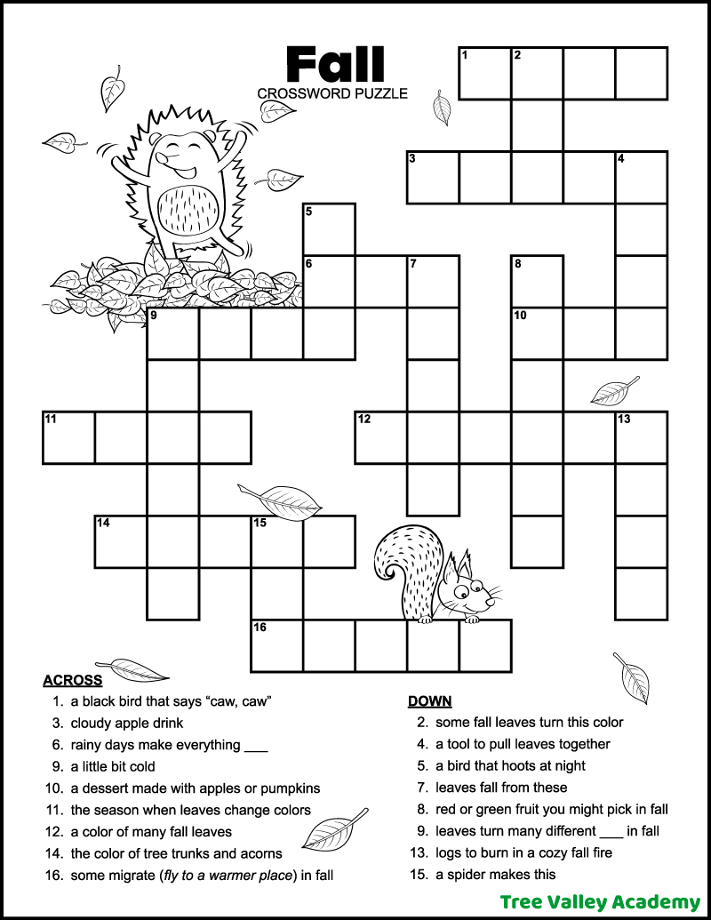 46 Crossword Puzzles For Kids - Tree Valley Academy in Free Printable Crossword Puzzles For 3rd Graders