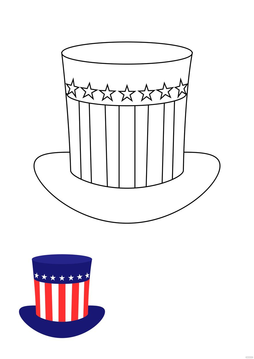 4Th Of July Hat Coloring Page In Pdf, Jpg - Download | Template in 4Th Of July Hat Printable