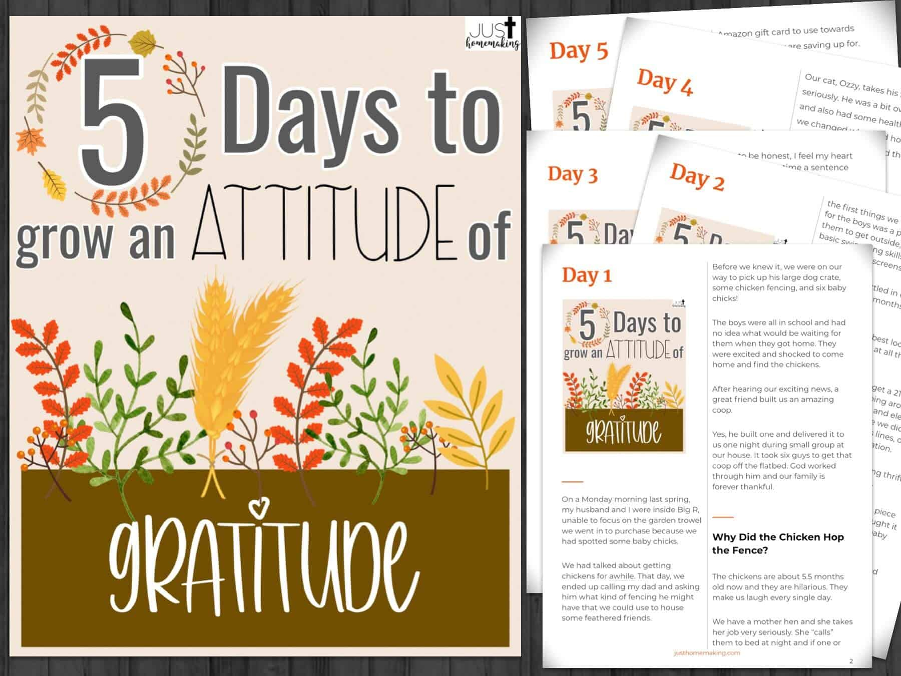 5 Days To Grow An Attitude Of Gratitude: A Thanksgiving Devotion with Printable Thanksgiving Devotions