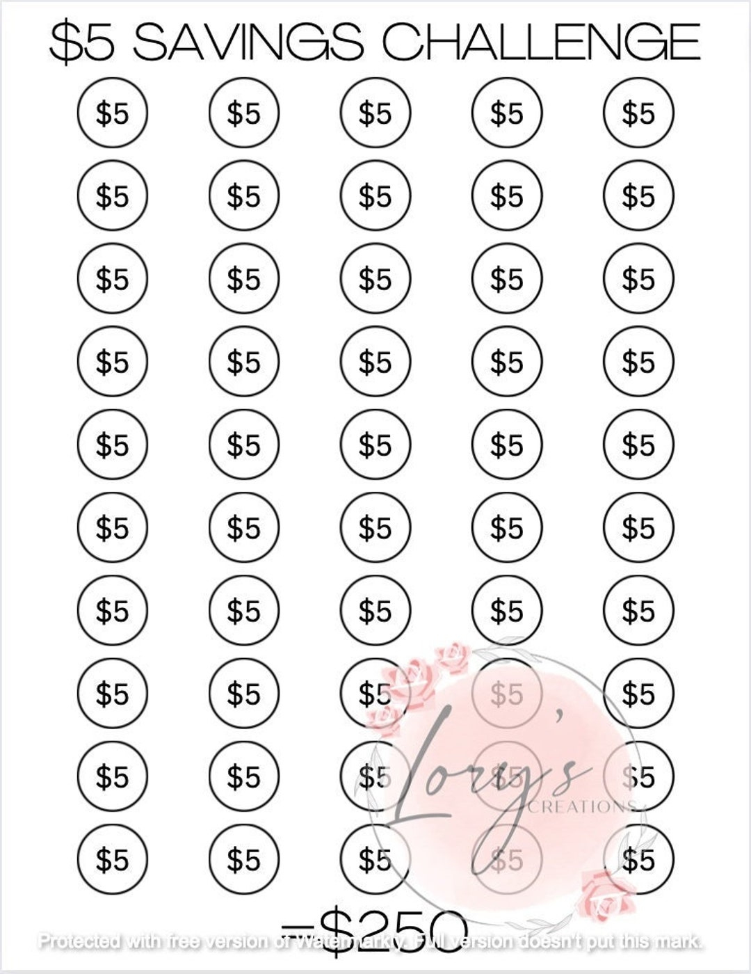 5 Dollar Savings Challenge, Geld Sparen Herausforderung, Druckbare with regard to Printable 5 Dollar Challenge