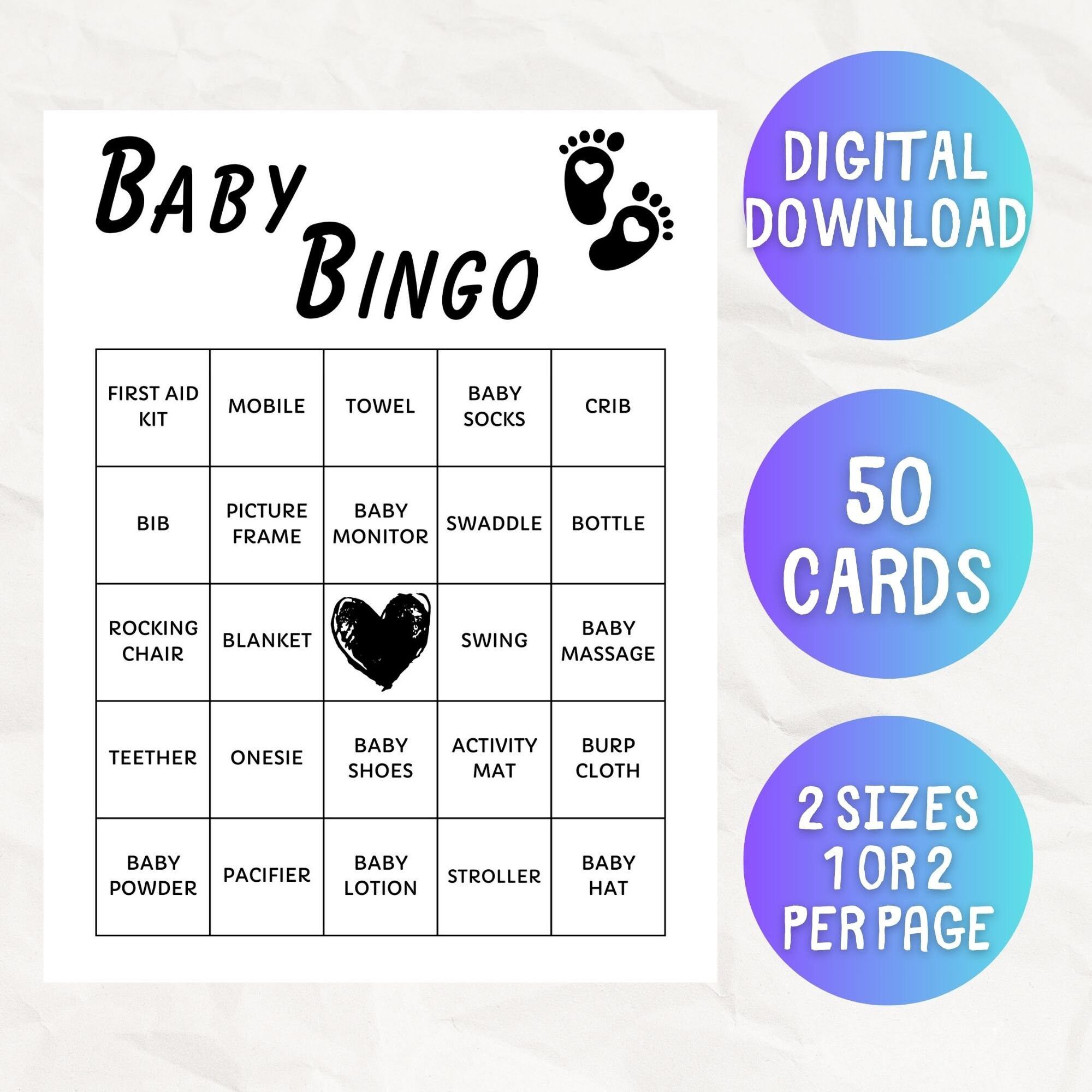 50 Baby Shower Bingo Cards, Printable Baby Bingo Game Cards pertaining to 50 Free Printable Baby Bingo Cards