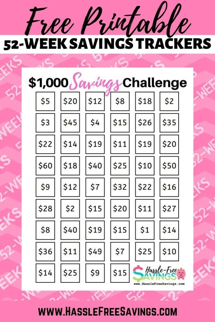 52-Week Money Challenge Chart within Free Printable Savings Challenge Printable