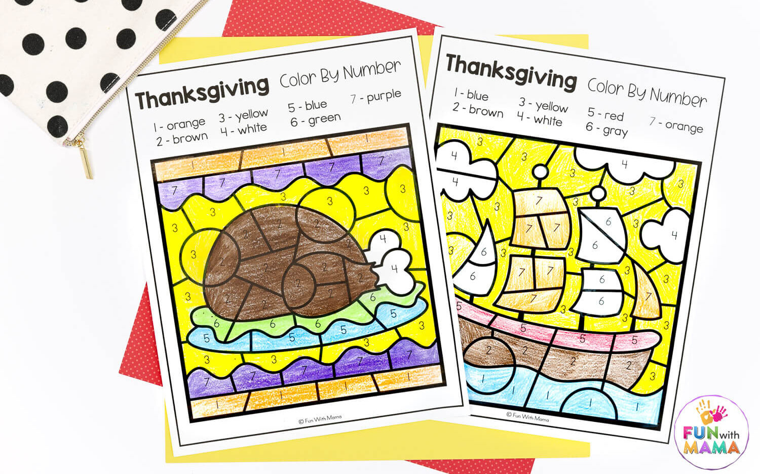 6 Free Thanksgiving Colornumber Printables - Fun With Mama for Thanksgiving Color By Letter Printable Free
