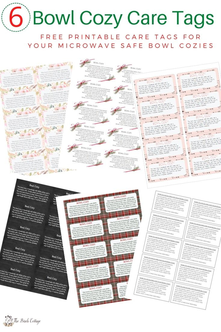 6 Printable Bowl Cozy Care Tags with Free Printable Bowl Cozy Tags