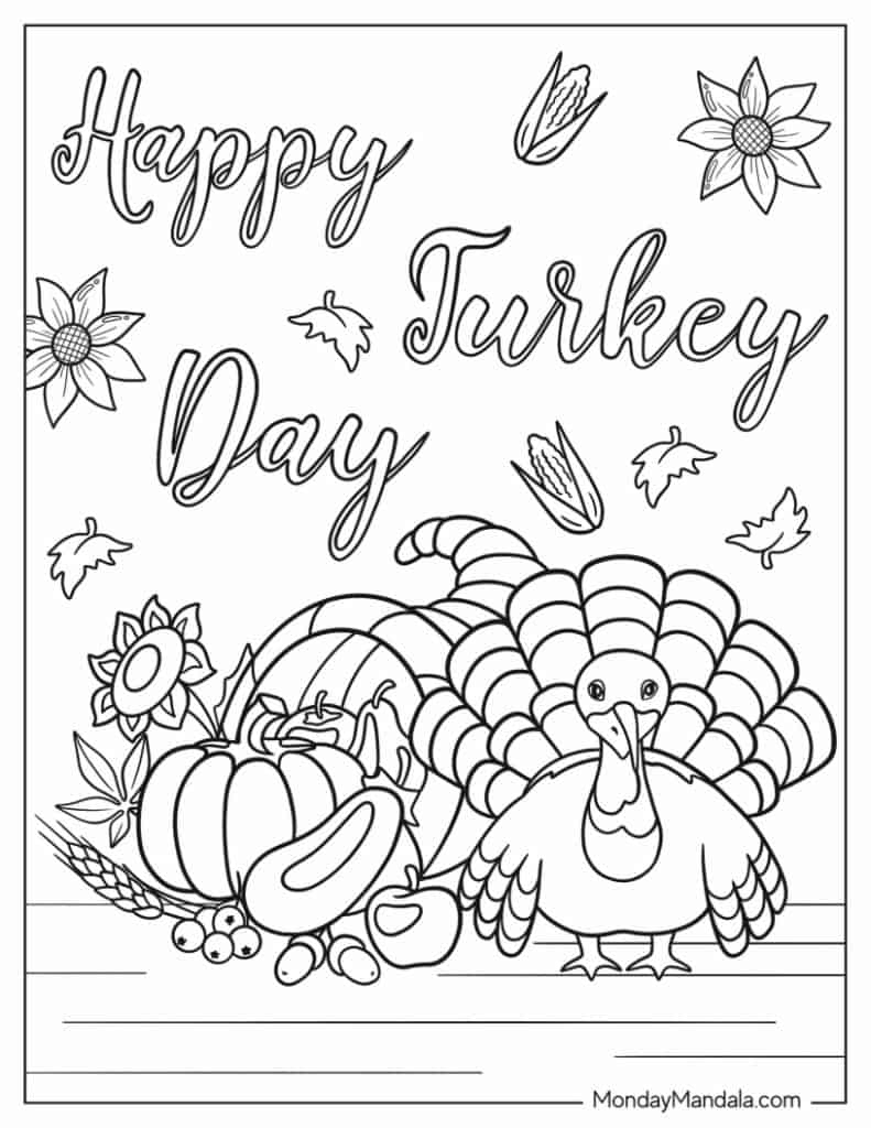 67 Thanksgiving Coloring Pages (Free Pdf Printables) with Kindergarten Free Printable Thanksgiving Coloring Pages