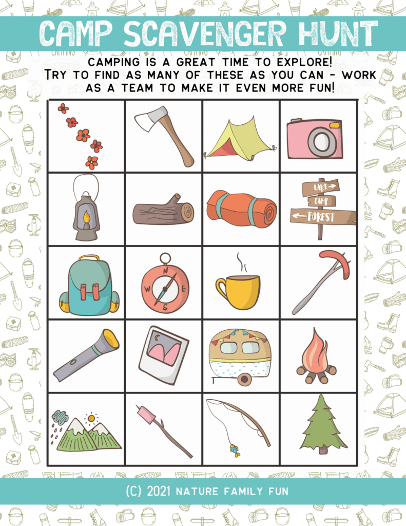 7 Free Camping Scavenger Hunt Printables For Kids – The Crazy inside Free Camping Scavenger Hunt Printable