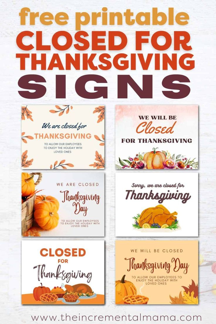 7 Free Printable Closed For Thanksgiving Sign Templates with Thanksgiving Office Closed Sign Printable