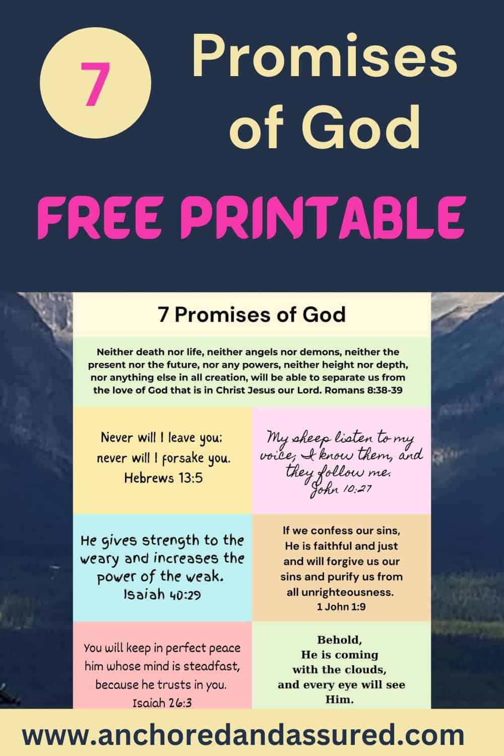 7 Promises Of God In The Bible (Free Printable) - Anchored And Assured inside Printable 7 Promises Of God