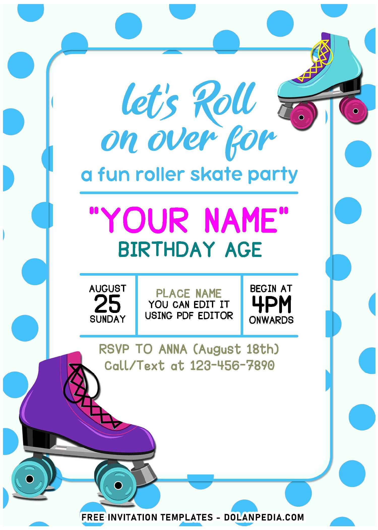 7 Skating Party Ideas | Printable Birthday Invitations, Skate intended for Free Printable Roller Skating Party Invitations