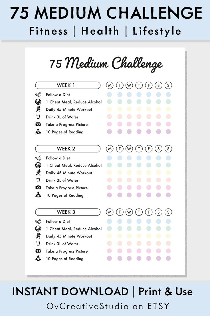 75 Medium Challenge Pdf, 75 Medium Rules, Meal, Workout, Bullet with 75 Medium Challenge Printable Free