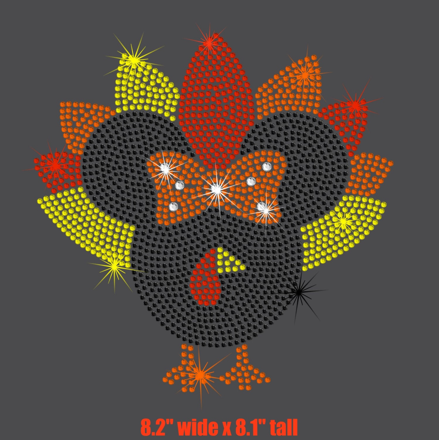 8.2&quot; Minnie Mouse Turkey Iron On Rhinestone Transfer Applique pertaining to Turkey Disguise Minnie Mouse