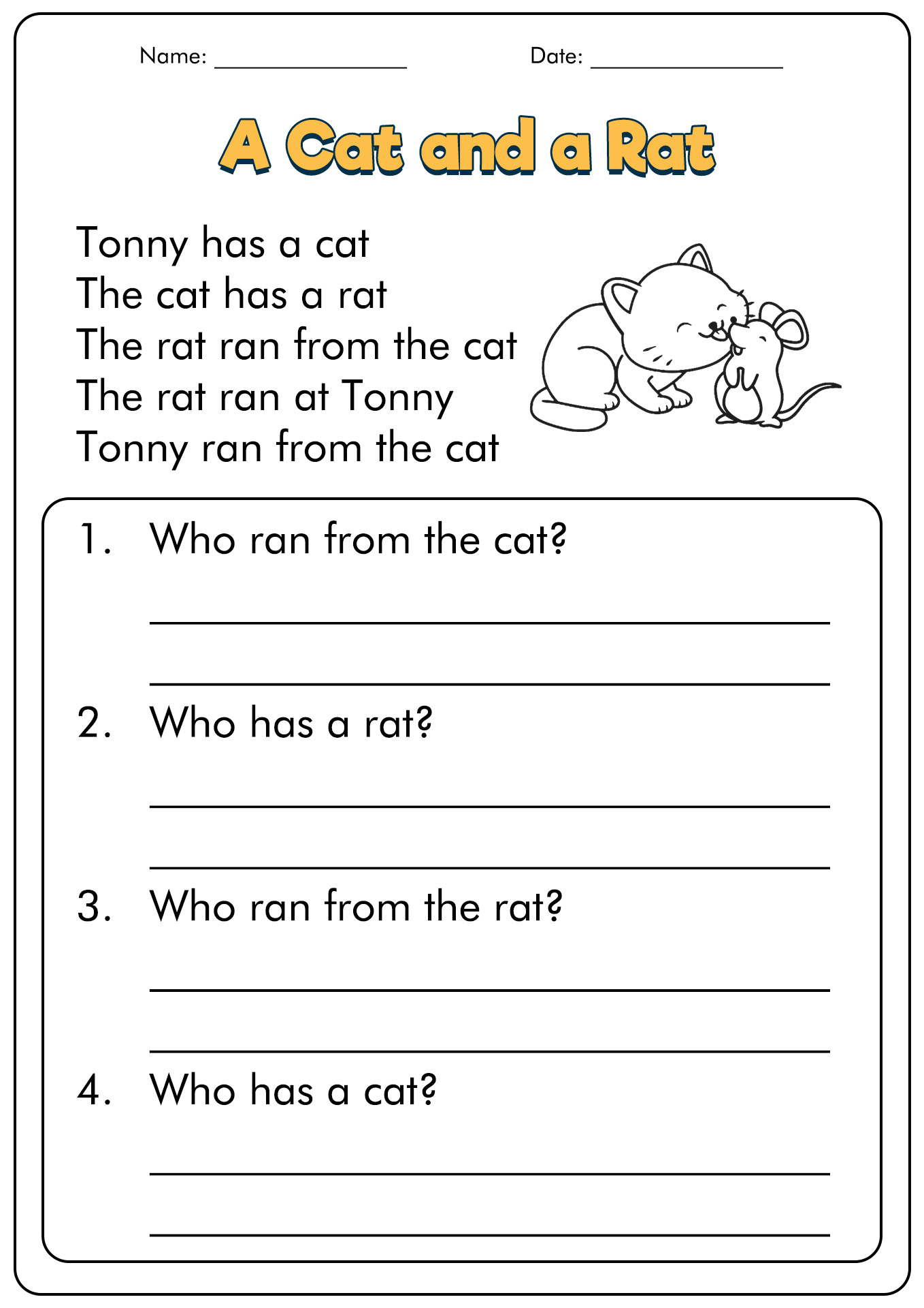 9 First Grade Reading Comprehension Worksheets - Free Pdf At inside Reading Worksheets Printable For Grade 1