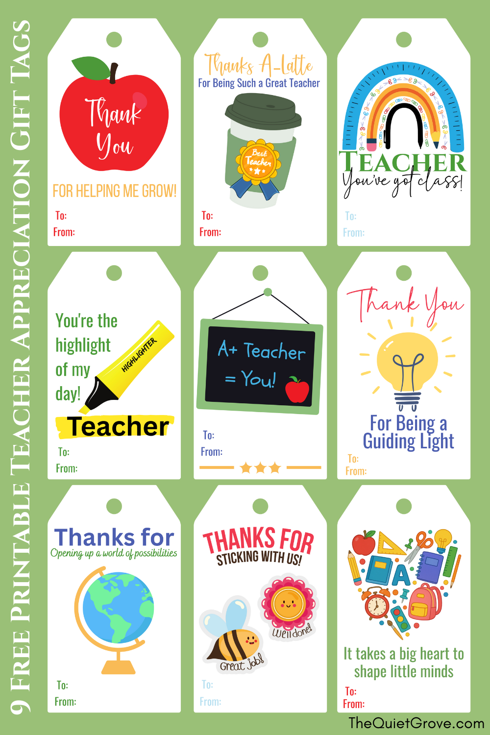 9 Free Printable Teacher Appreciation Gift Tags ⋆ The Quiet Grove with Pdf Free Printable Teacher Appreciation Tags