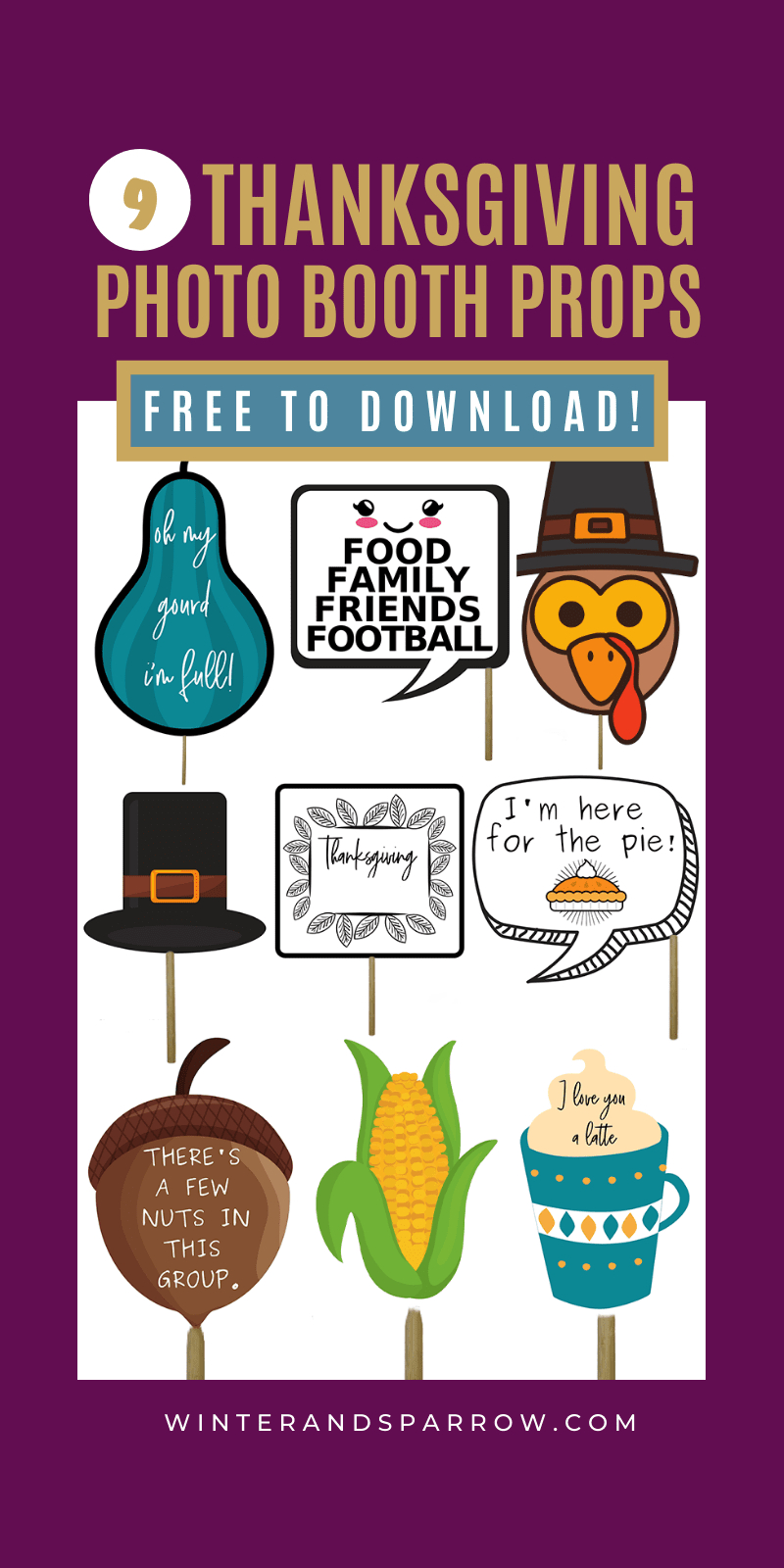 9 Totally Cute + Free Photo Booth Props Printable: Thanksgiving in I Am Thankful For Free Printable Photo Booth