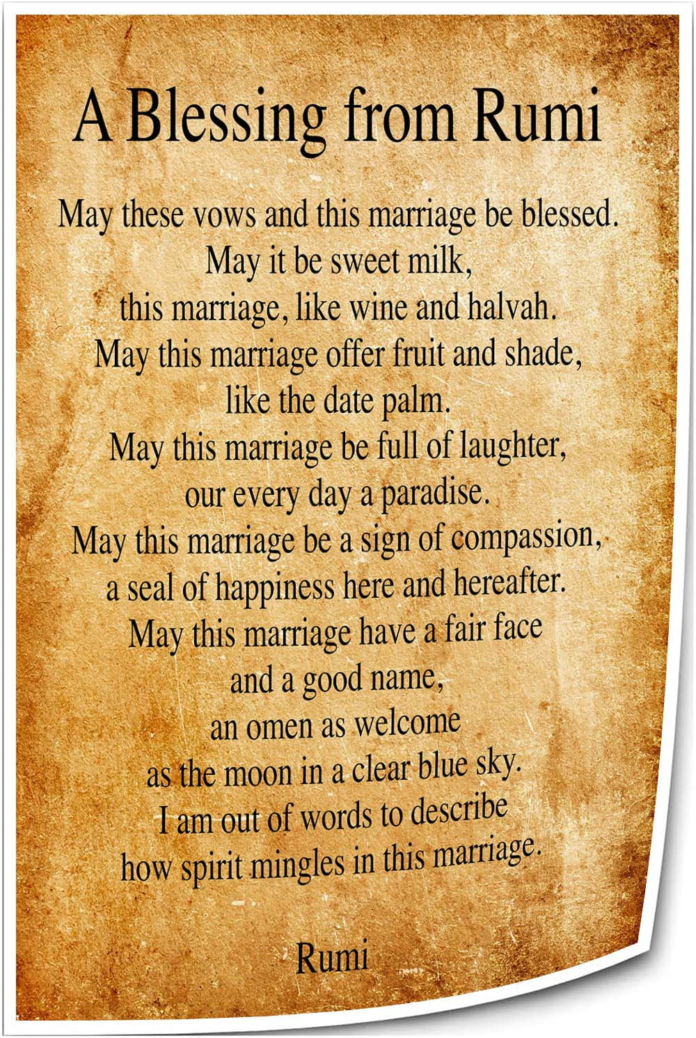 A Blessing From Rumi Poem Poetry Wall Decor Classic Love Poetry pertaining to Rumi Thanksgiving Poem