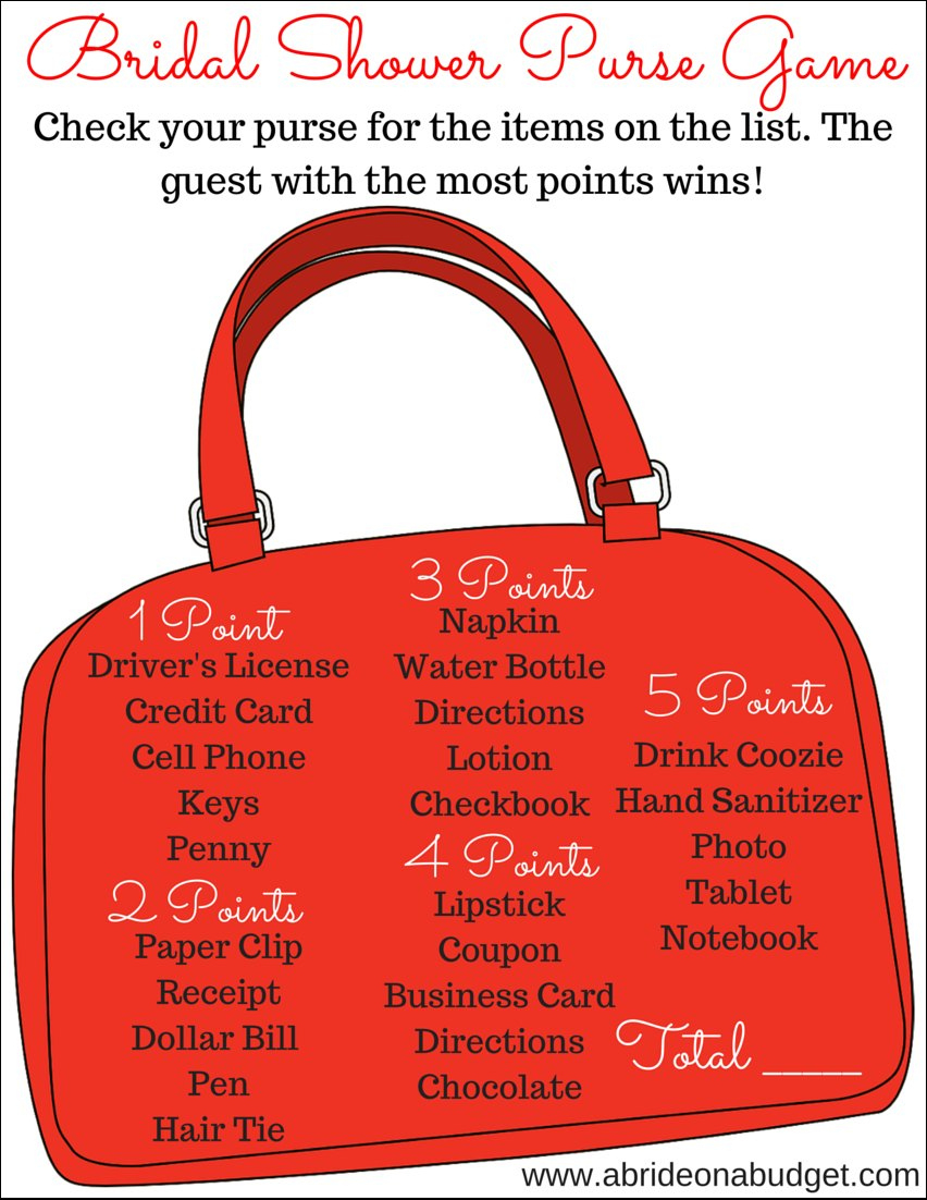 A Bride On A Budget: Bridal Shower What&amp;#039;S In Your Purse Game (Plus inside What&amp;#039;S In Your Purse Game Printable Free