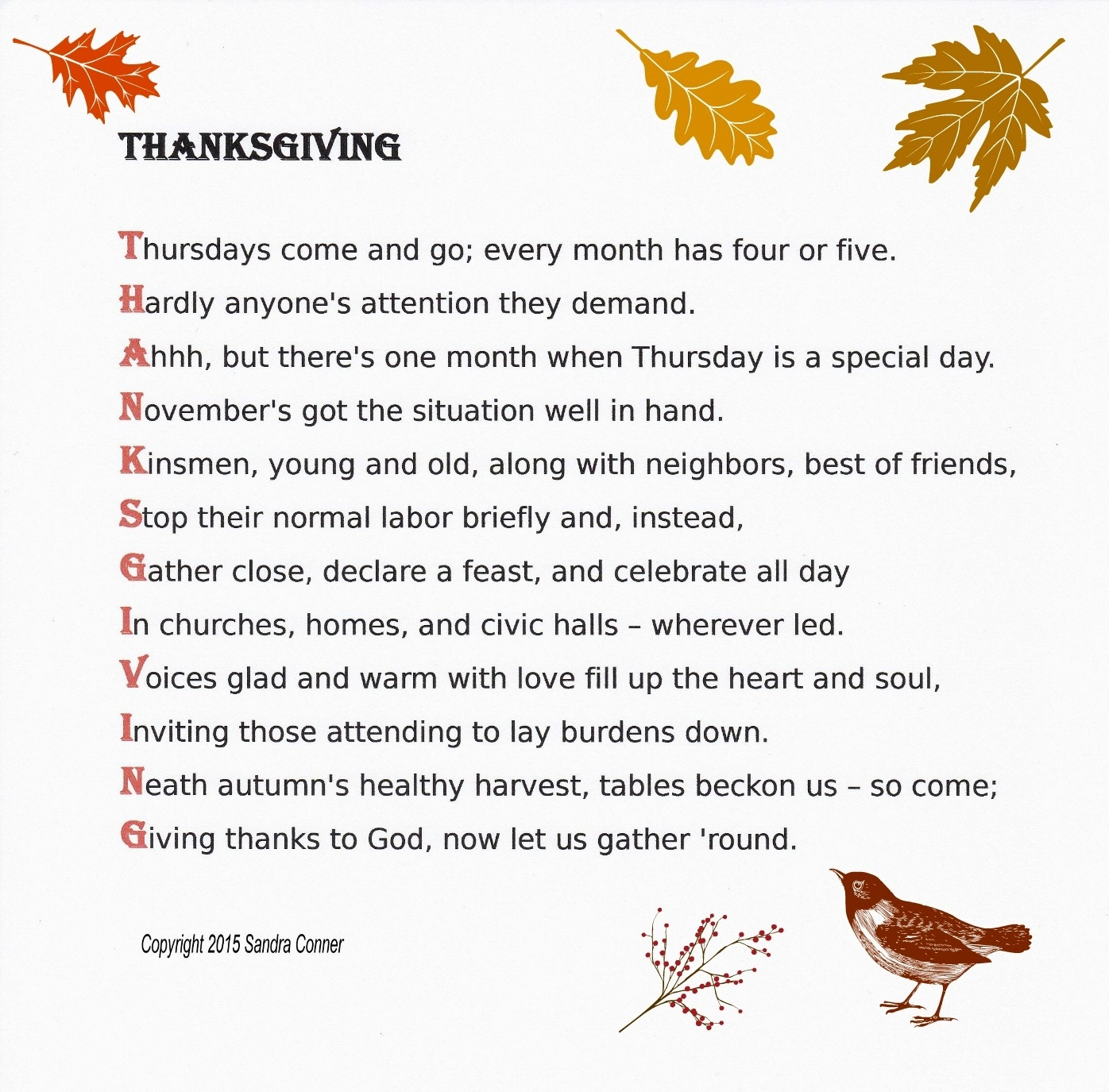 A Seasonal Acrostic – The Happy Wordcrafter with regard to Thanksgiving Poem Acrostic