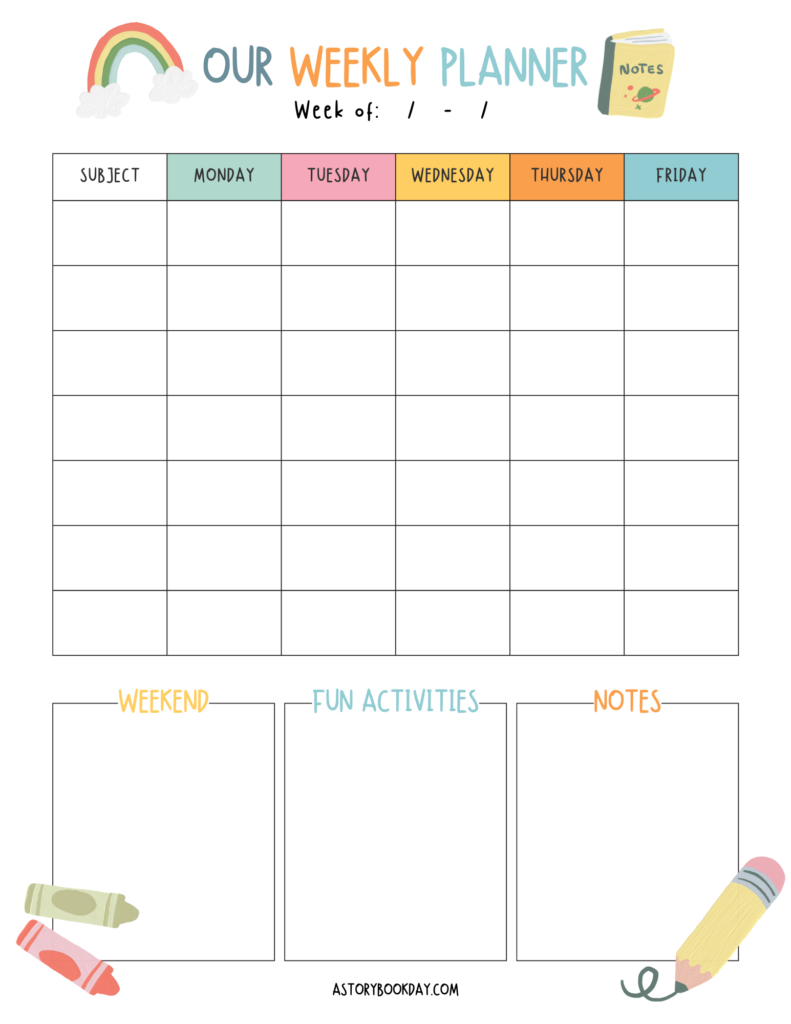 A Simple Free Printable Weekly Homeschool Planning Page For Moms with Homeschool Weekly Planner Free Printable