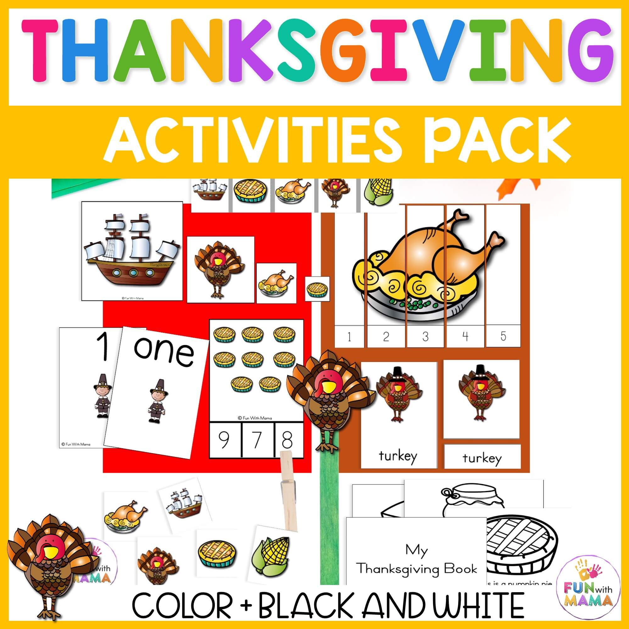 A Thanksgiving Printable Pack For Learning History & More! in Preschool Thanksgiving Activities Printable