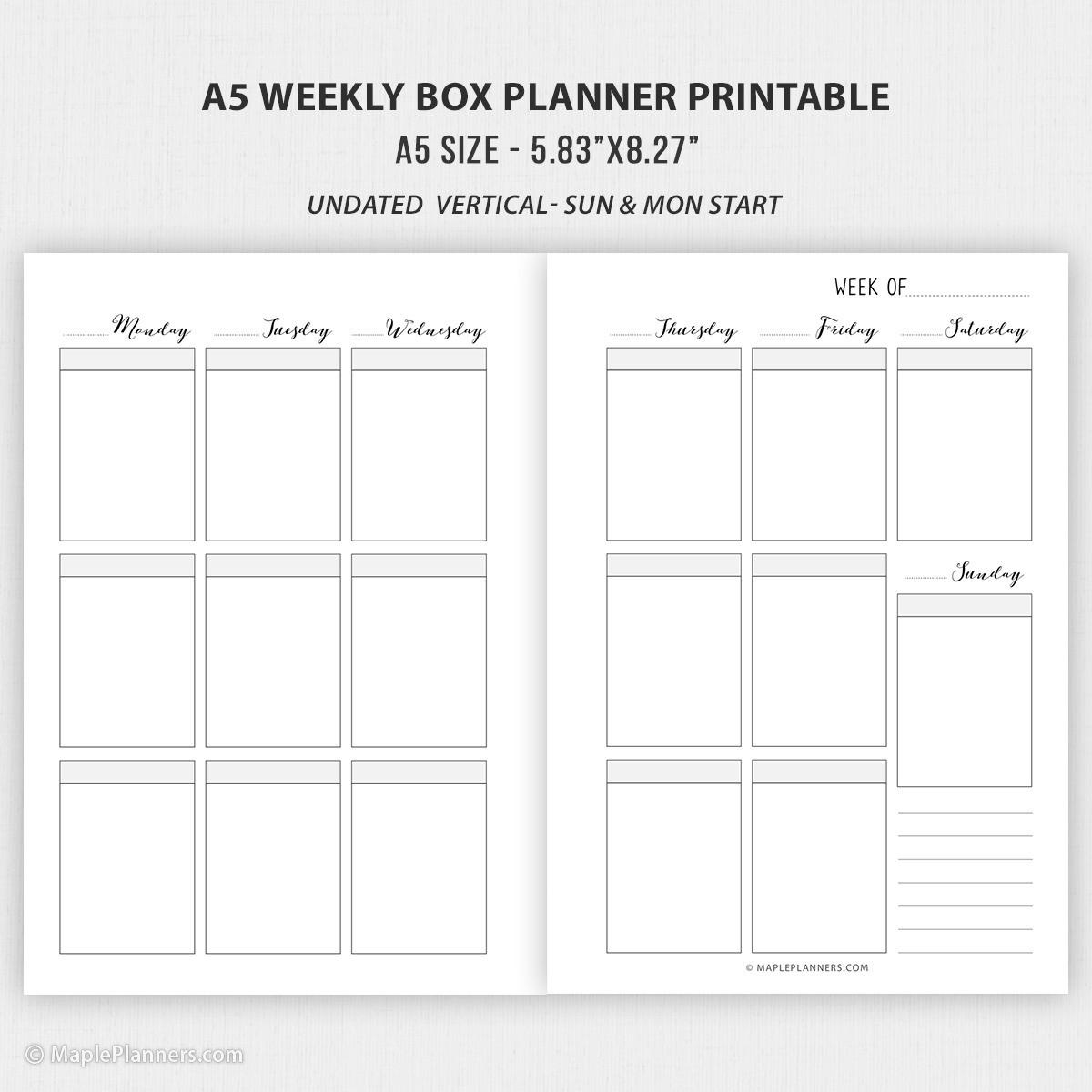 A5 Planner Printable Inserts | A5 Weekly And Monthly Planner inside Free Planner Printables A5