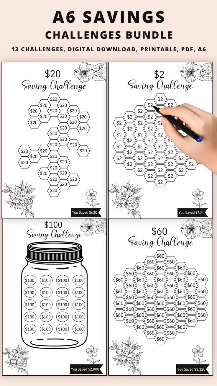 A6 Savings Challenge Printable Bundle, Money Savings Tracker| Cash within A6 Savings Challenge Free Printable